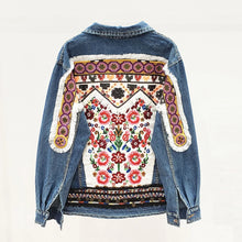 Load image into Gallery viewer, Denim jacket for women vintage floral appliques
