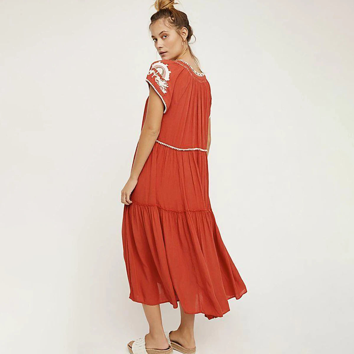 Red Embroidered Maxi Dress – samplebydesignusa