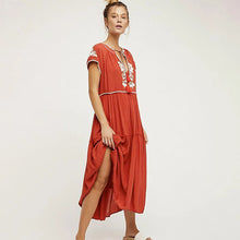 Load image into Gallery viewer, Red Embroidered Maxi Dress