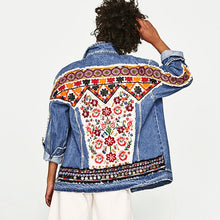 Load image into Gallery viewer, Denim jacket for women vintage floral appliques