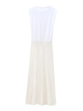 Load image into Gallery viewer, XNWMNZ Women's Fashion 2024 Contrast Satin Midi dress Women Retro Round Neck Sleeveless Versatile Female Midi Dresses