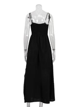 Load image into Gallery viewer, Loose Black Cotton Dress Summer Strap Sleeveless