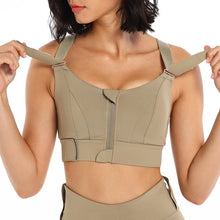 Load image into Gallery viewer, Women Sport Bra Tights Crop Top Yoga Vest Front Zipper Plus Size Adjustable Strap Shockproof Sportswear Gym Fitness Athletic Bra