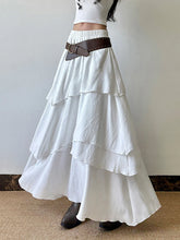 Load image into Gallery viewer, Women Pleated Maxi Skirt Flowy Solid Color High Waist A-line Dress Casual Streetwear with Ruffle Detail