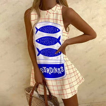 Load image into Gallery viewer, Fashion Women's Sleeveless Dress Cute Sardines Fish Graphic Print Summer New Short Dress Beach Vacation Party Girl Dresses