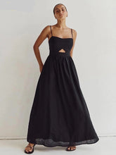 Load image into Gallery viewer, Loose Black Cotton Dress Summer Strap Sleeveless