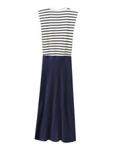 Load image into Gallery viewer, XNWMNZ Women's Fashion 2024 Contrast Satin Midi dress Women Retro Round Neck Sleeveless Versatile Female Midi Dresses