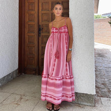 Load image into Gallery viewer, Summer Maxi Dress Boho Pink Crochet Strap Dresses