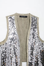 Load image into Gallery viewer, Sequin Open Vests for Women Glitter Sleeveless Vest Woman
