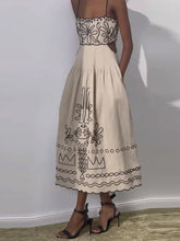 Load image into Gallery viewer, Loose Printed Wave Hem Sling Dress Women Sexy Hollow Out Sleeveless Backless Pocket Female Dresses 2024 Summer Lady Beach Robe