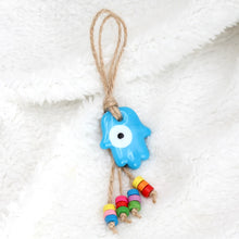 Load image into Gallery viewer, EVIL EYE Glass Heart Hamsa Hand Pendant