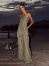 Load image into Gallery viewer, Solid Backless Jumpsuit Pockets Wide Leg Summer