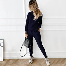 Load image into Gallery viewer, Two Piece Sets Womens Outifits Autumn/Winter New High Collar Solid Color Fashion Casual Top Pants Sweater Set for Women