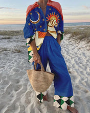 Load image into Gallery viewer, Summer Fashion Printed Shirt Two Piece Set Women Casual Loose Street Button Shirt Wide Leg Pants Two Piece Set Women