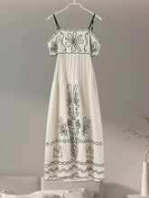 Load image into Gallery viewer, Loose Printed Wave Hem Sling Dress Women Sexy Hollow Out Sleeveless Backless Pocket Female Dresses 2024 Summer Lady Beach Robe