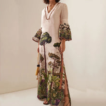 Load image into Gallery viewer, Summer Vintage Trees Long Dress Summer Flare Sleeve Boho Maxi Dress