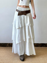 Load image into Gallery viewer, Women Pleated Maxi Skirt Flowy Solid Color High Waist A-line Dress Casual Streetwear with Ruffle Detail