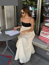 Load image into Gallery viewer, Elegant Contrast Loose Sling Long Dresses Women Square Collar Sleeveless Backless High Waist Dress 2024 Summer Sexy Lady Robe