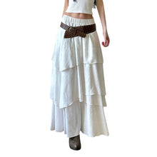 Load image into Gallery viewer, Women Pleated Maxi Skirt Flowy Solid Color High Waist A-line Dress Casual Streetwear with Ruffle Detail