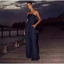 Load image into Gallery viewer, Solid Backless Jumpsuit Pockets Wide Leg Summer
