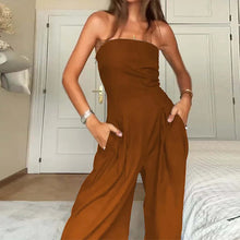 Load image into Gallery viewer, Solid Backless Jumpsuit Pockets Wide Leg Summer