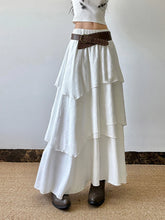 Load image into Gallery viewer, Women Pleated Maxi Skirt Flowy Solid Color High Waist A-line Dress Casual Streetwear with Ruffle Detail