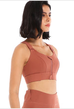 Load image into Gallery viewer, Women Sport Bra Tights Crop Top Yoga Vest Front Zipper Plus Size Adjustable Strap Shockproof Sportswear Gym Fitness Athletic Bra