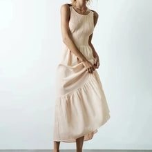 Load image into Gallery viewer, Holiday Slim U-Neck Tight Waist Stitching Ruffles Dress for Women Summer Sexy Backless Hollow Drawstring Shoulder Strap Dress