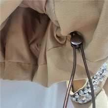 Load image into Gallery viewer, Khaki Spliced Diamonds Jacket Female Stand Collar Long Sleeve Loose Streetwear Casual Women's Jackets Autumn Fashion New