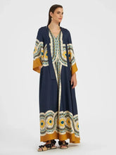 Load image into Gallery viewer, Resort Vintage Print Long Dress Casual V Neck