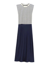 Load image into Gallery viewer, XNWMNZ Women's Fashion 2024 Contrast Satin Midi dress Women Retro Round Neck Sleeveless Versatile Female Midi Dresses