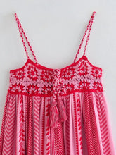 Load image into Gallery viewer, Summer Maxi Dress Boho Pink Crochet Strap Dresses