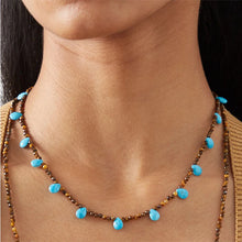 Load image into Gallery viewer, New Bohemian Style Irregular Design Natural Turquoise Bead Necklace for Women Gold Stainless Steel Chain Sand Vintage Jewelry