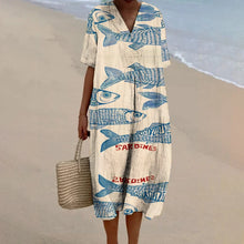 Load image into Gallery viewer, Fish Print Beach Dress Lover Wears Beach Vacation Long Dress