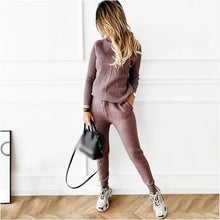 Load image into Gallery viewer, Two Piece Sets Womens Outifits Autumn/Winter New High Collar Solid Color Fashion Casual Top Pants Sweater Set for Women