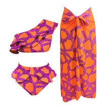 Load image into Gallery viewer, One Shoulder Bikini Set With Cover Up High Quality Swimsuit Women Push Up Swimwear High Waist Monokini Desire Bodysuit Bathsuit