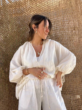 Load image into Gallery viewer, Casual V-neck Long Sleeved Top & Loose Ruffle Shorts