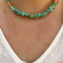 Load image into Gallery viewer, New Bohemian Style Irregular Design Natural Turquoise Bead Necklace for Women Gold Stainless Steel Chain Sand Vintage Jewelry
