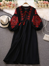 Load image into Gallery viewer, Women Embroidery Dress Long-sleeve
