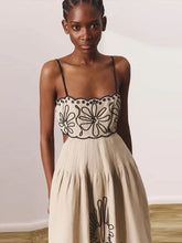 Load image into Gallery viewer, Loose Printed Wave Hem Sling Dress Women Sexy Hollow Out Sleeveless Backless Pocket Female Dresses 2024 Summer Lady Beach Robe