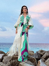 Load image into Gallery viewer, go to Greece Tassel Printed Splicing Maxi Dress