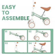 Load image into Gallery viewer, Baby Balance Bike 4 Wheels Toddler Walker Bicycle Toys Birthday Gifts For Girl Boy 3 Colors 1-3 Years Old Kids