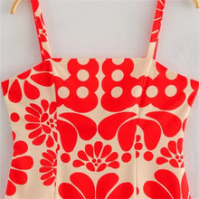 Load image into Gallery viewer, red Fashion Slim Fit Sexy Open Back V-Neck Printed Strap Long Dress