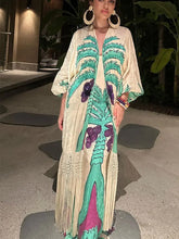 Load image into Gallery viewer, go to Greece Tassel Printed Splicing Maxi Dress