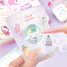 Load image into Gallery viewer, 100Sheet /Box Sanrio Combo Stickers Kawaii Kulomi Melody Cinnamoroll Handbook Material Decoration DIY Stickers Kids Toys