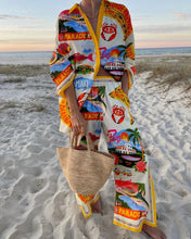 Load image into Gallery viewer, Summer Fashion Printed Shirt Two Piece Set Women Casual Loose Street Button Shirt Wide Leg Pants Two Piece Set Women