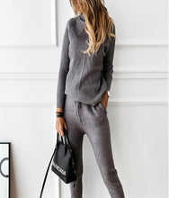 Load image into Gallery viewer, Two Piece Sets Womens Outifits Autumn/Winter New High Collar Solid Color Fashion Casual Top Pants Sweater Set for Women