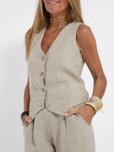 Load image into Gallery viewer, 2024 New Sleeveless V-neck Two-piece Suit Elegant Solid Single High Waist Wide Leg Pants Vest Sets Office Casual Chic Clothing