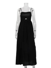Load image into Gallery viewer, Loose Black Cotton Dress Summer Strap Sleeveless