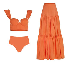 Load image into Gallery viewer, One Shoulder Bikini Set With Cover Up High Quality Swimsuit Women Push Up Swimwear High Waist Monokini Desire Bodysuit Bathsuit